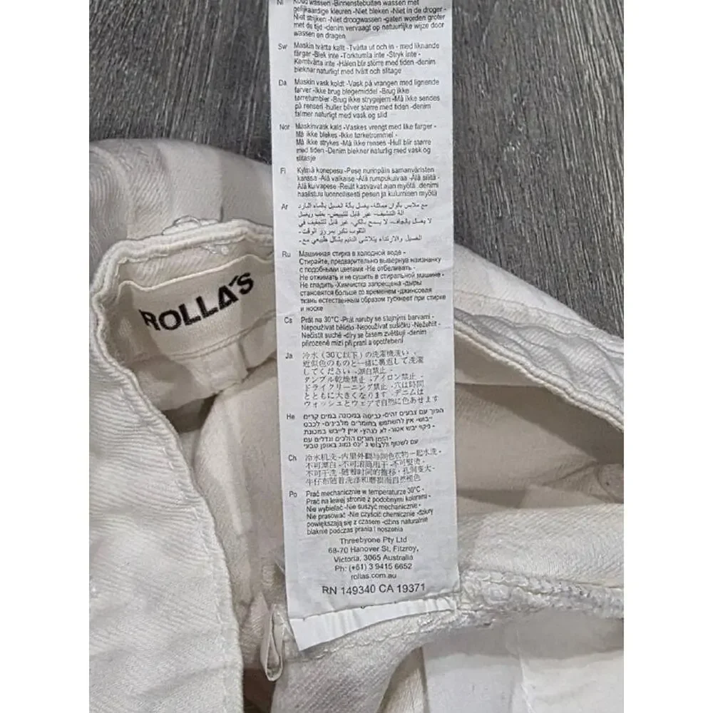 Rollas Classic Straight Y2K Hight Rise Jeans Vintage White Sz 30 A006294